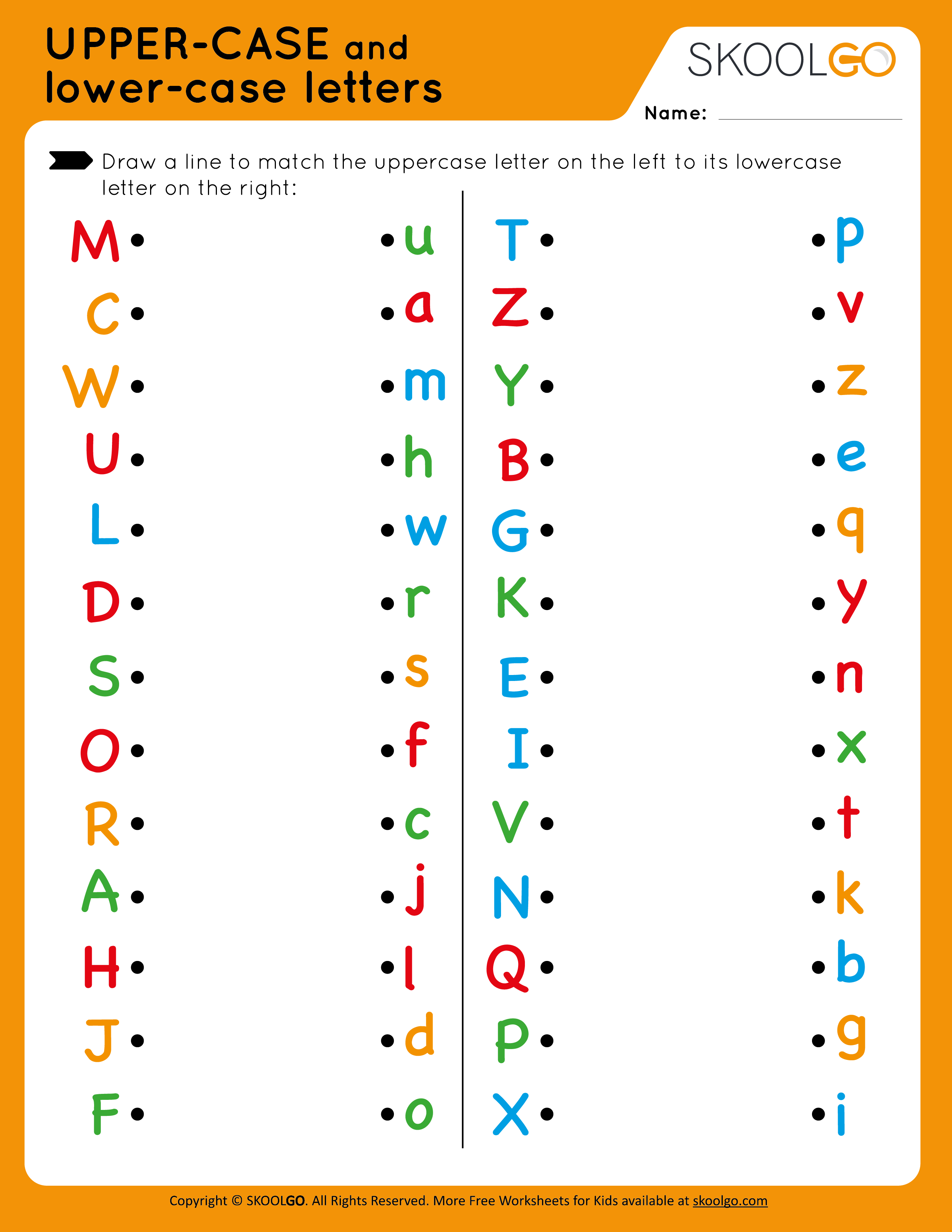 Free Upper-Case and Lower-Case-Letters Worksheet
