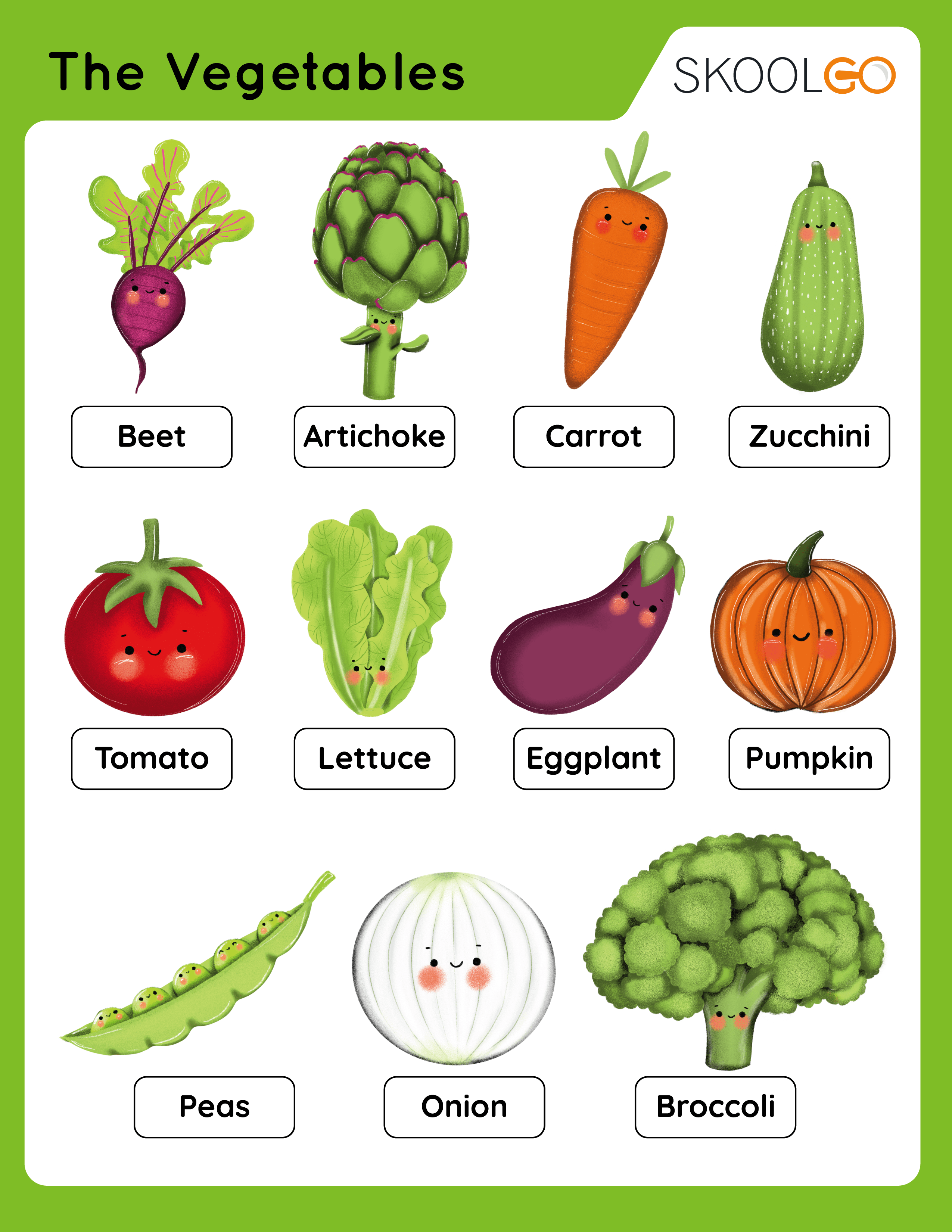 The Vegetables - Free Worksheet for Kids
