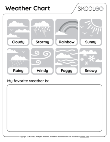 Weather Chart - Free Black and White Worksheet for Kids