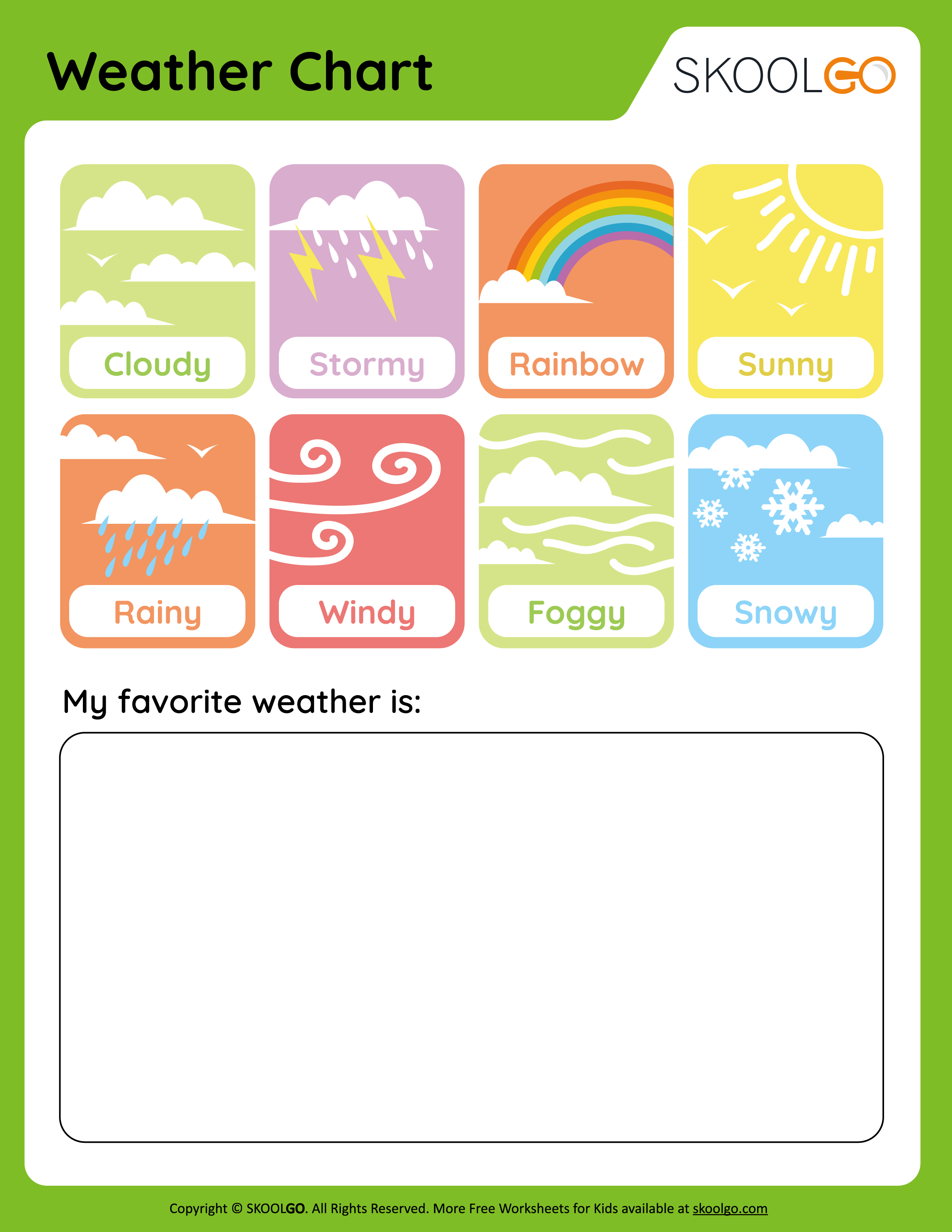 Weather Chart - Free Worksheet for Kids