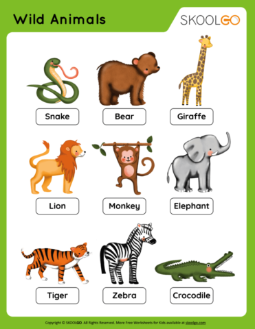 Wild Animals - Free Worksheet for Kids