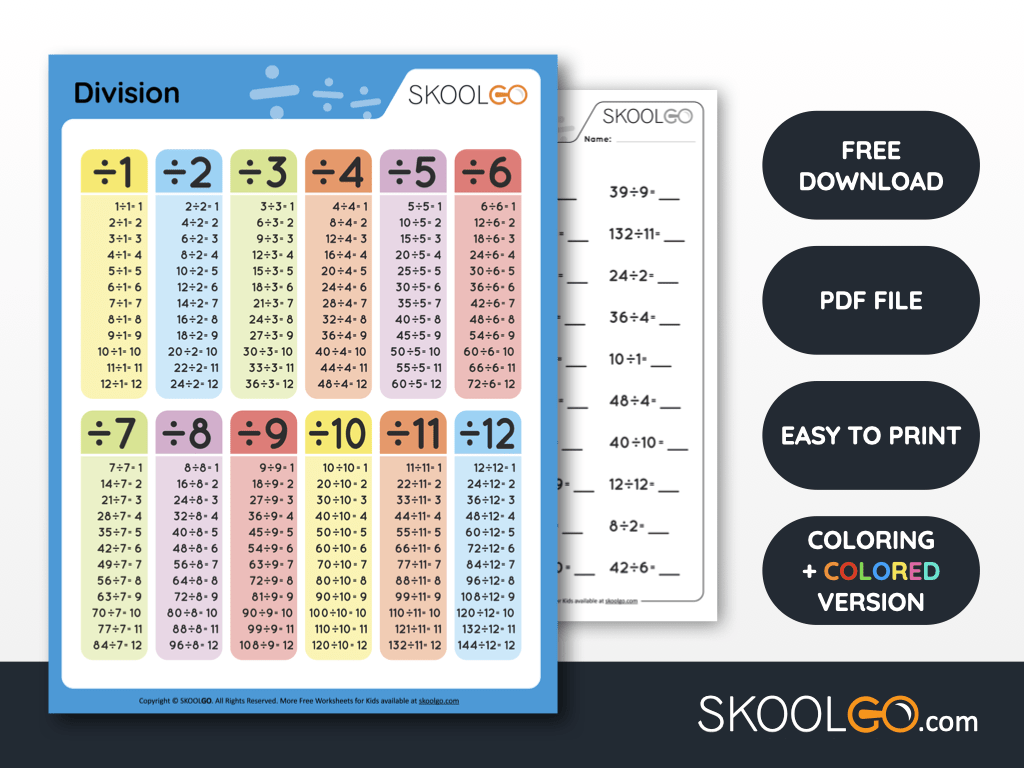 Free Worksheet for Kids - Division - SKOOLGO