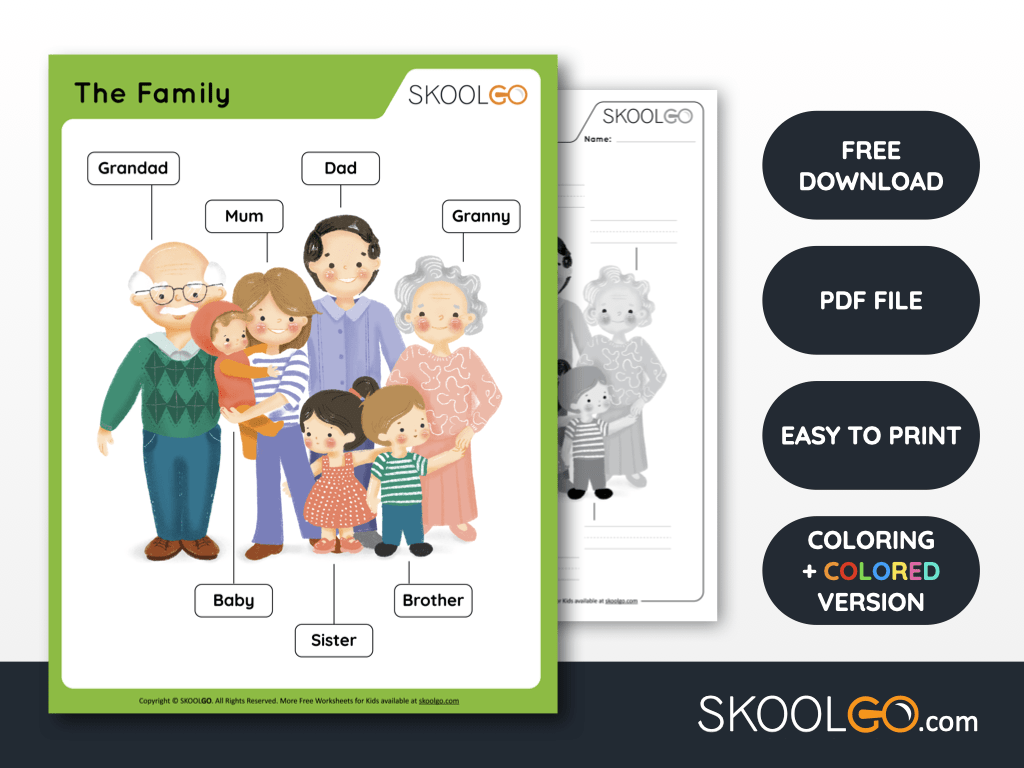 Free Worksheet for Kids - The Family - SKOOLGO