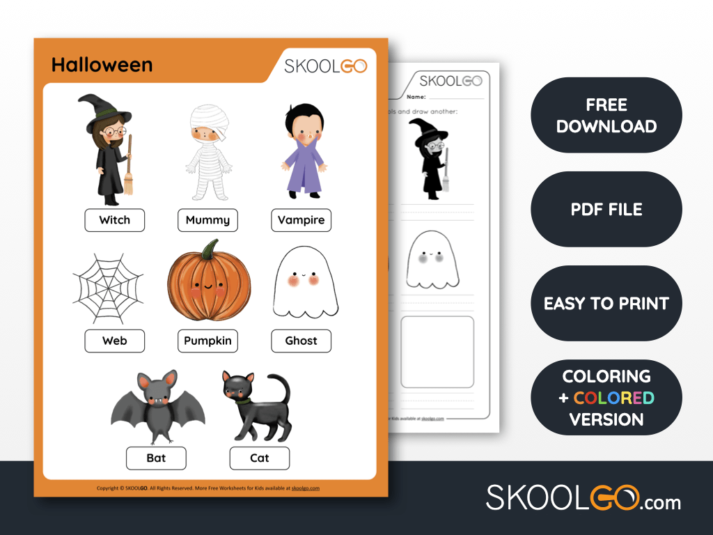 Free Worksheet for Kids - Halloween - SKOOLGO
