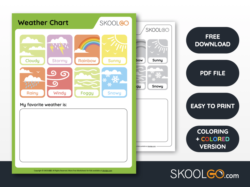 Free Worksheet for Kids - Weather Chart - SKOOLGO