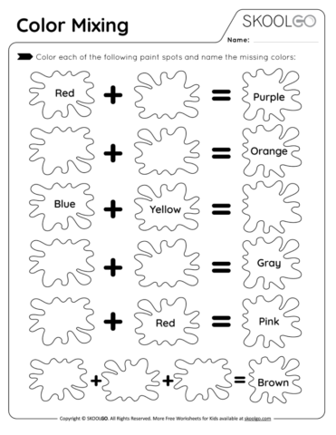 Color Mixing - Free Worksheet for Kids - Activity