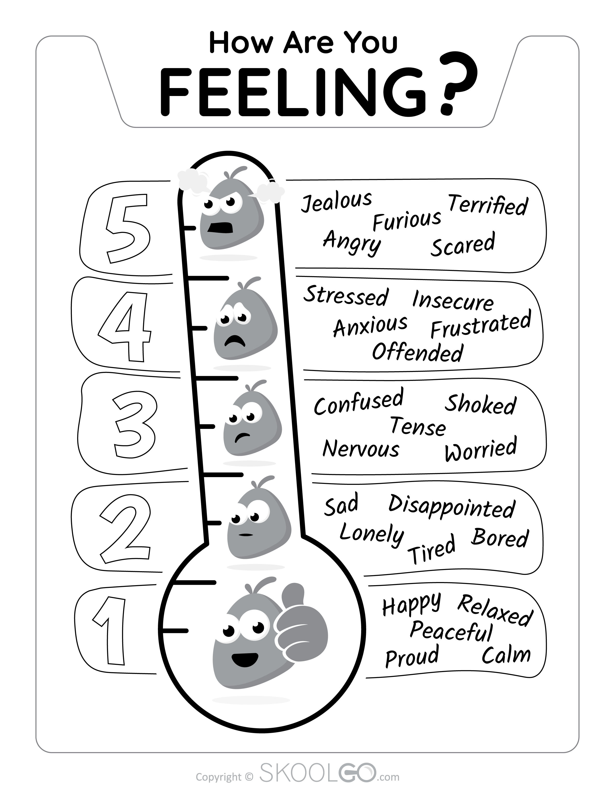 How Are You Feeling - Free Classroom Poster Black and White