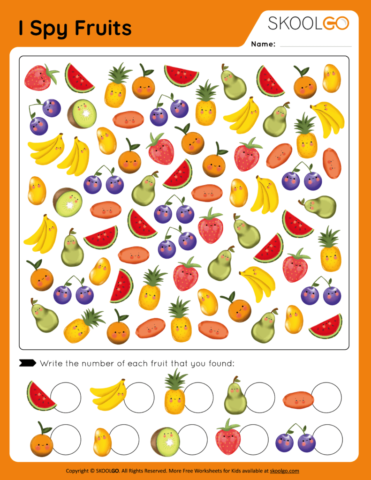 I Spy Fruits - Free Worksheet for Kids