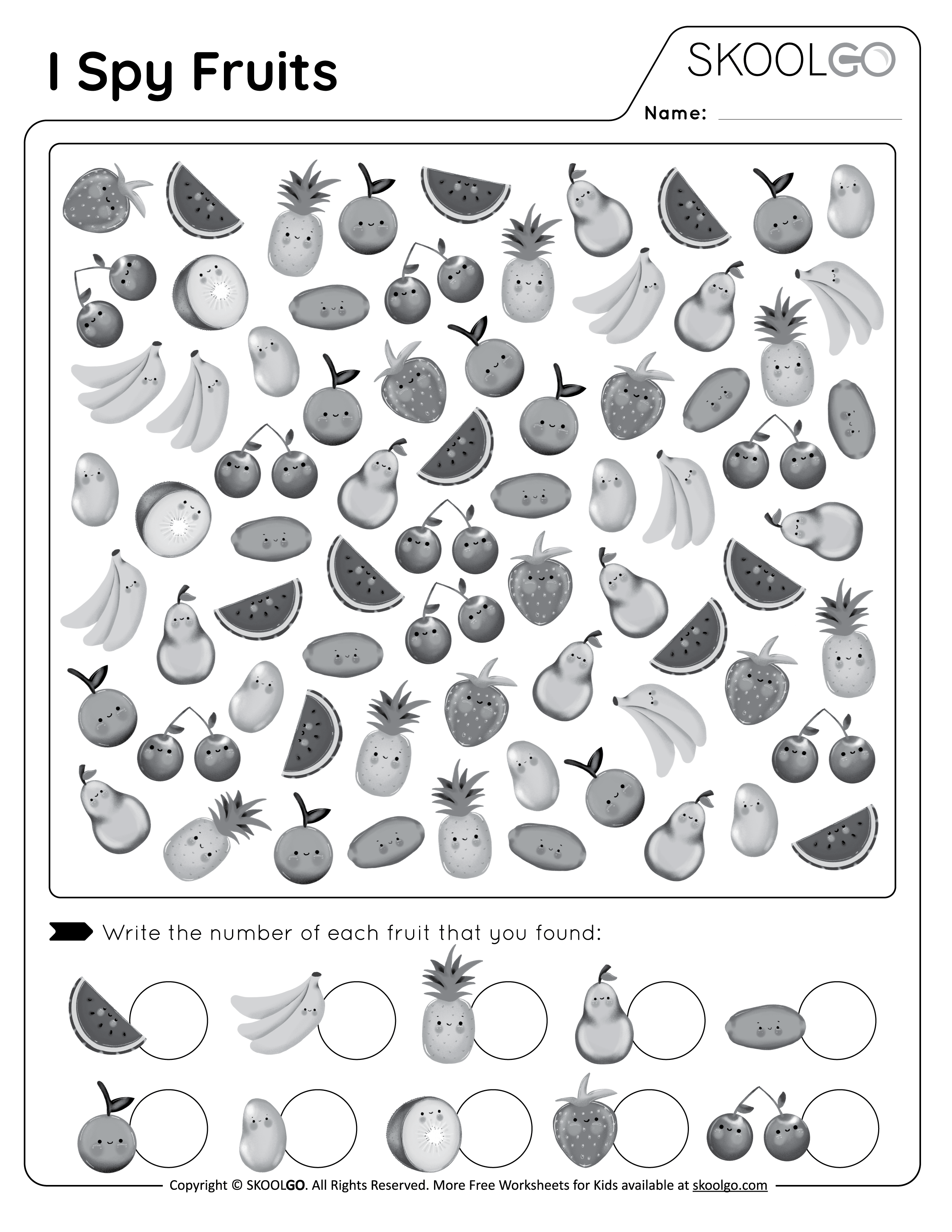 I Spy Fruits Free Worksheet Skoolgo