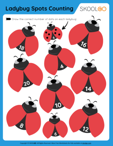 Ladybug Spots Counting - Free Worksheet for Kids