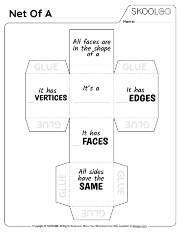 Net Of A Cube - Free Worksheet for Kids - Activity