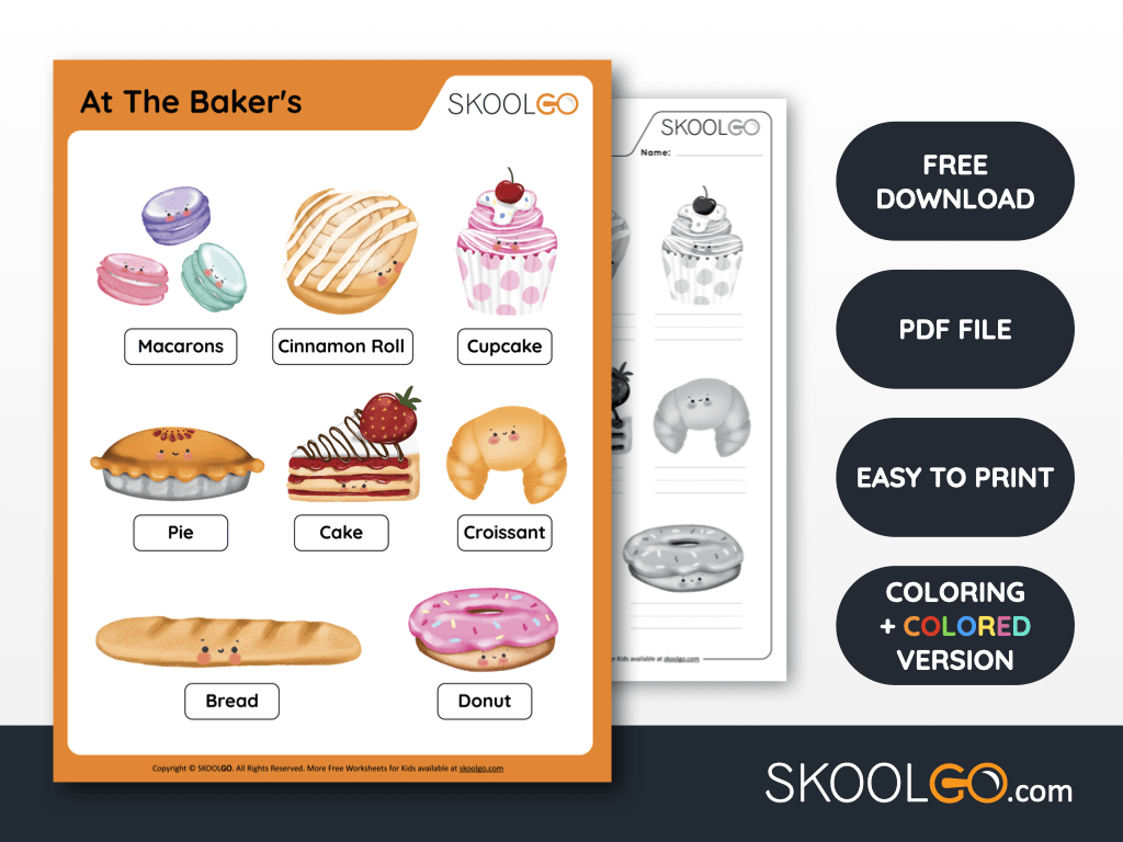 Free Worksheet for Kids - At The Bakers - SKOOLGO