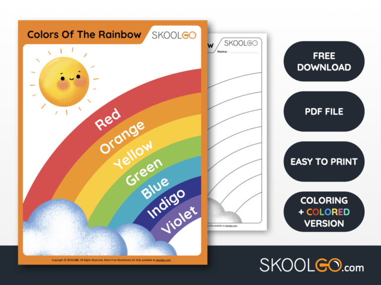 Free Worksheet for Kids - Colors of the Rainbow - SKOOLGO