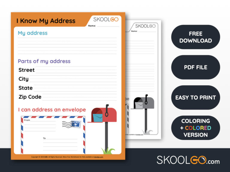 Free Worksheet for Kids - I Know My Address - SKOOLGO
