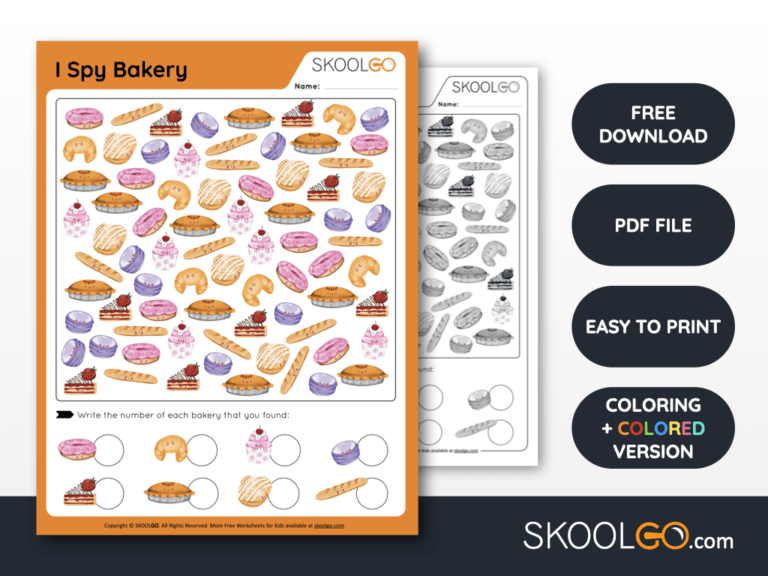Free Worksheet for Kids - I Spy Bakery - SKOOLGO