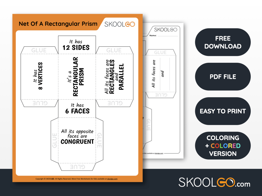 Net Of A Rectangular Prism Free Worksheet SKOOLGO Net Of A Rectangular Prism Free Worksheet SKOOLGO