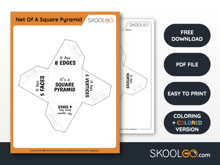 Free Worksheet for Kids - Net Of A Square Pyramid - SKOOLGO