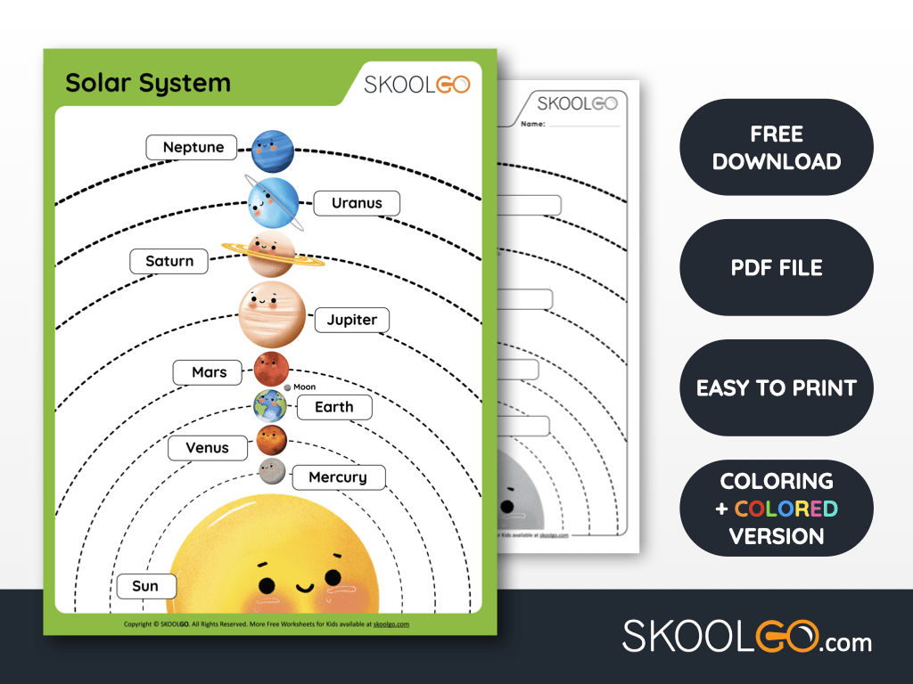 Free Worksheet for Kids - Solar System - SKOOLGO