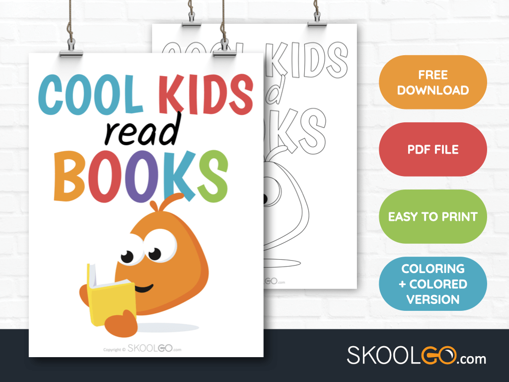 Free Classroom Poster - Cool Kids Read Books - SkoolGO