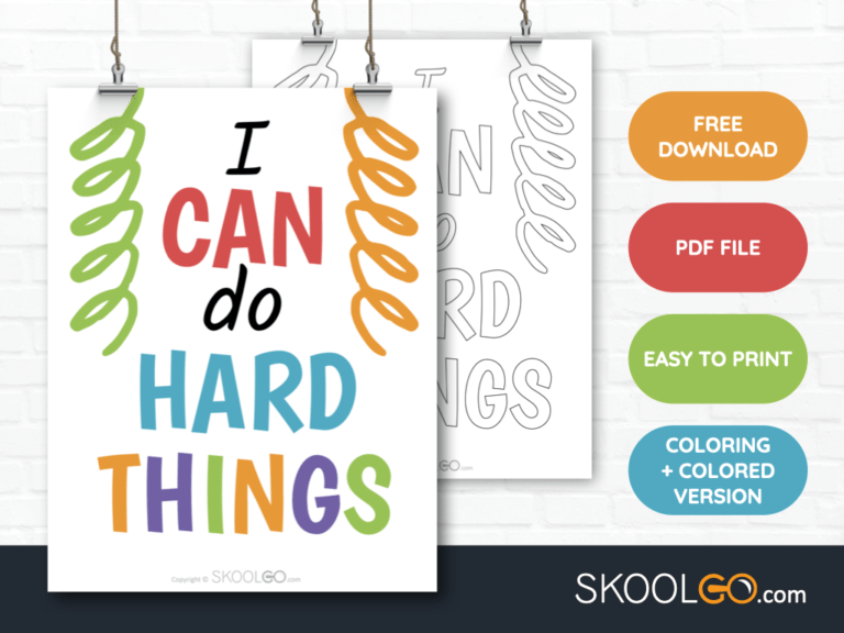 Free Classroom Poster - I Can Do Hard Things - SkoolGO