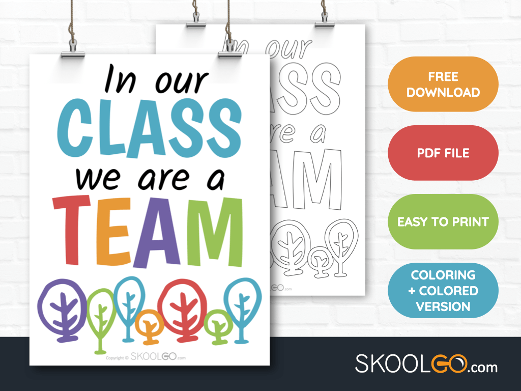 Free Classroom Poster - In Our Class We Are A Team - SkoolGO
