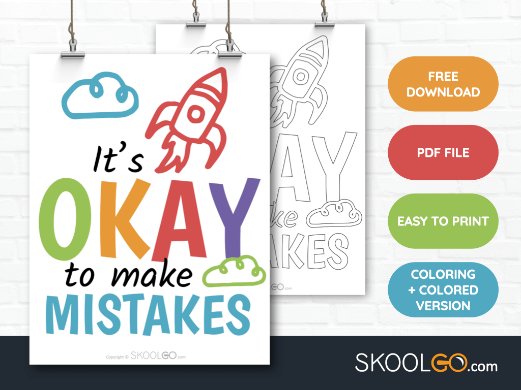 Free Classroom Poster - It Is Okay To Make Mistakes - SkoolGO
