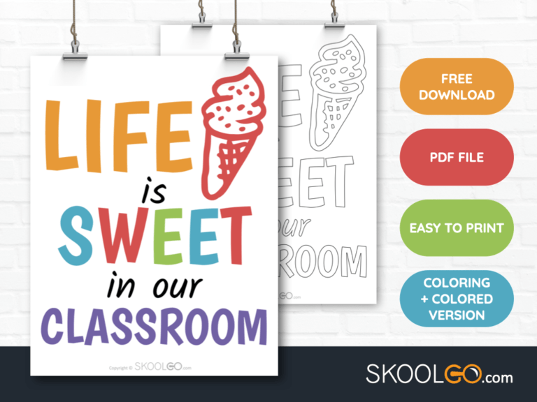 Free Classroom Poster - Life Is Sweet In Our Classroom - SkoolGO