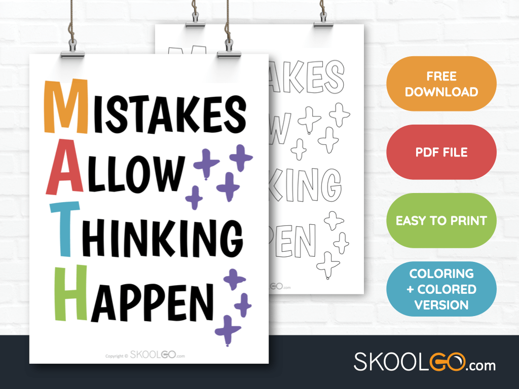 Free Classroom Poster - Mistakes Allow Thinking Happen - SkoolGO