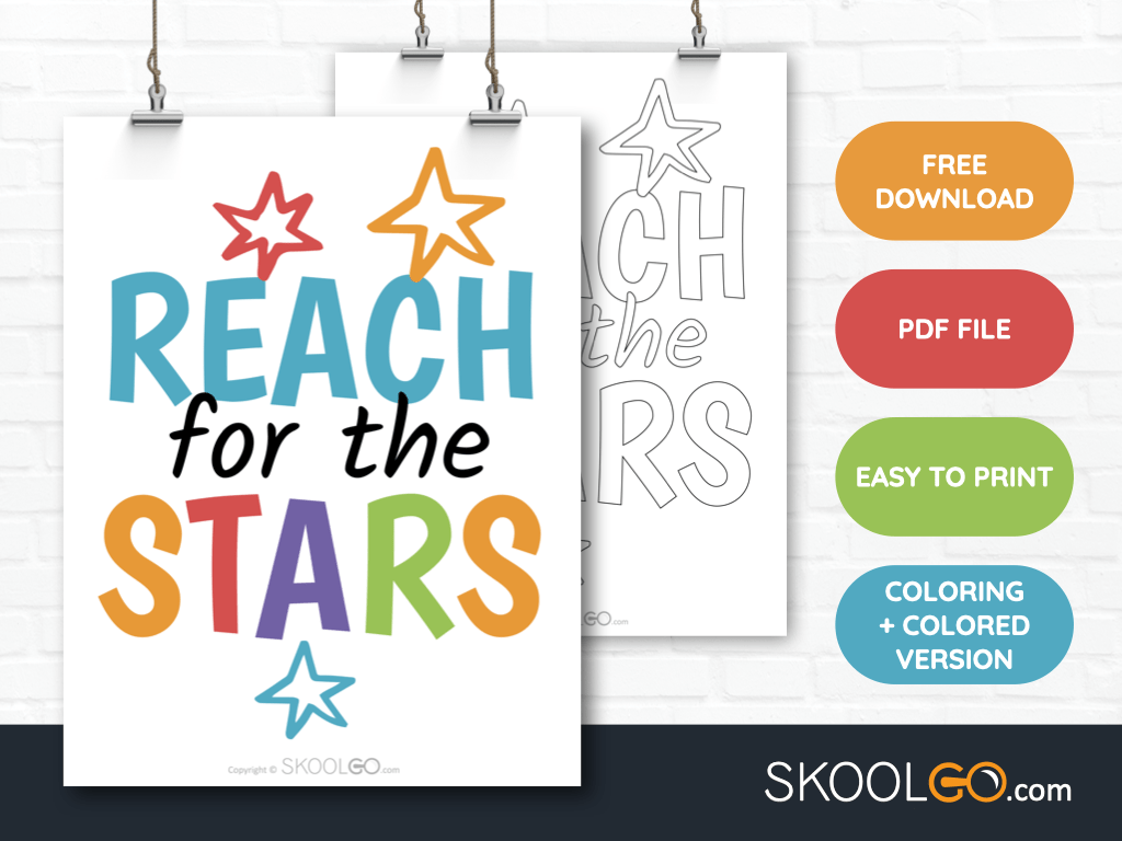 Free Classroom Poster - Reach For The Stars - SkoolGO