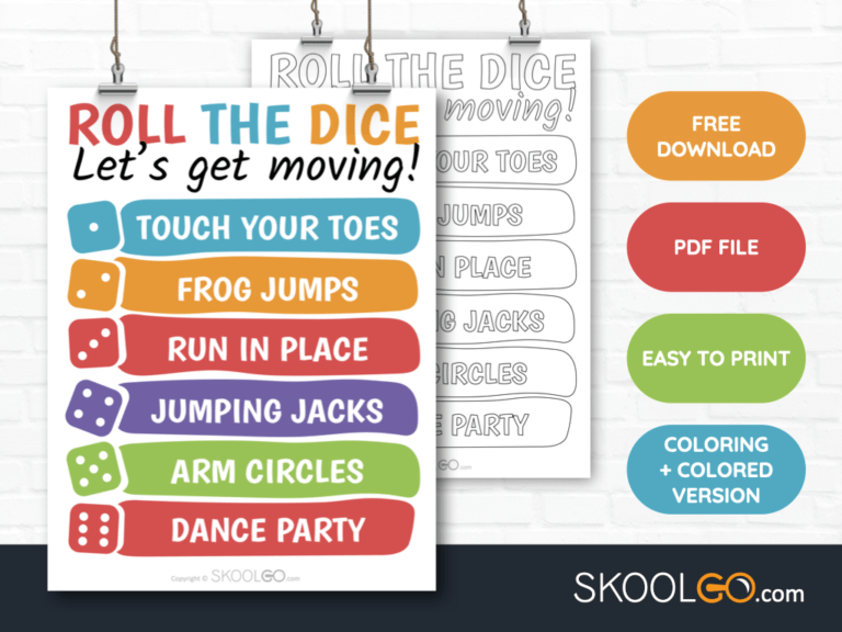 Free Classroom Poste - Roll The Dice Lets Get Moving - SkoolGO