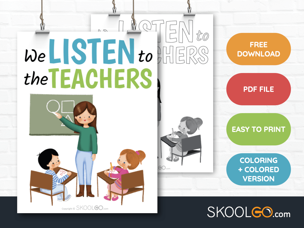 Free Classroom Poster - We Listen To The Teachers - SkoolGO