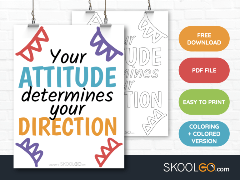 Free Classroom Poster - Your Attitude Determines Your Direction - SkoolGO
