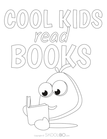 Cool Kids Read Books - Free Classroom Poster Coloring Version