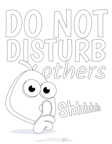 Do Not Disturb Others - Free Classroom Poster Coloring Version