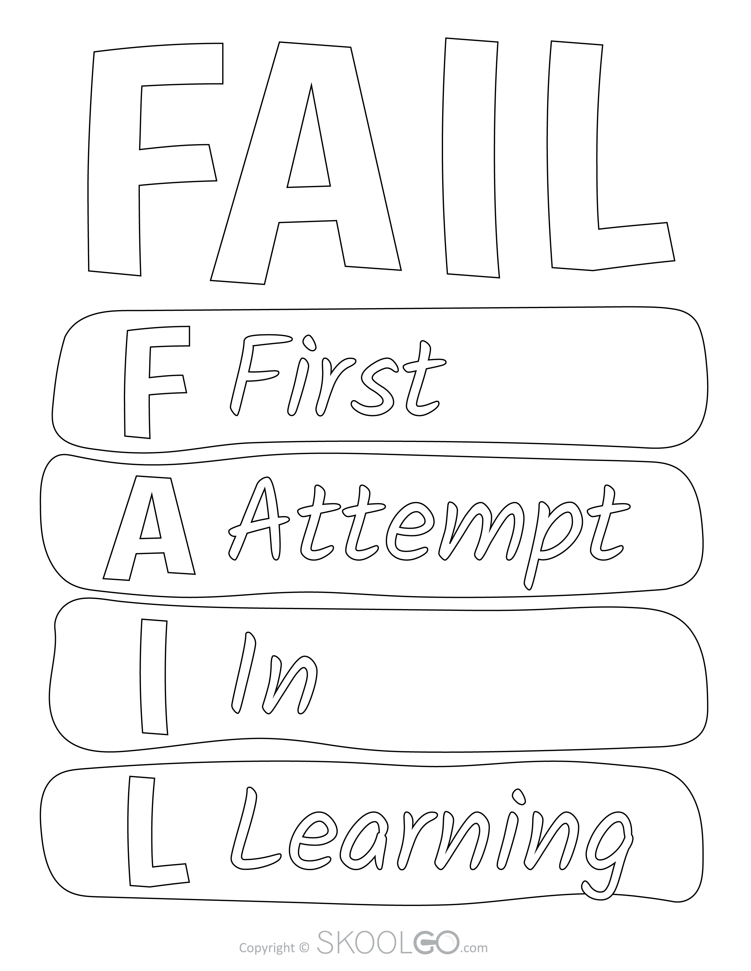 Fail First Attempt In Learning - Free Classroom Poster Coloring Version