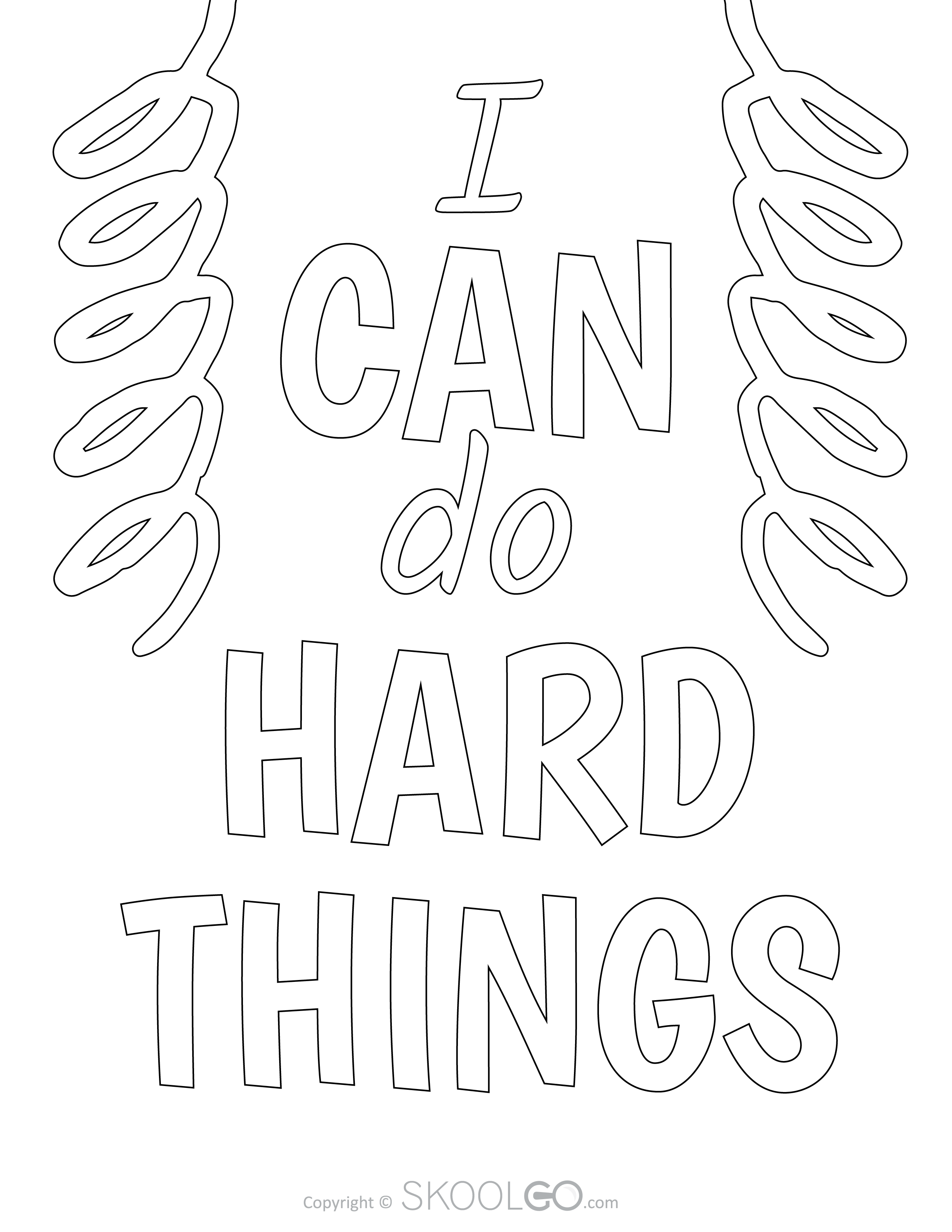 I Can Do Hard Things - Free Classroom Poster Coloring Version