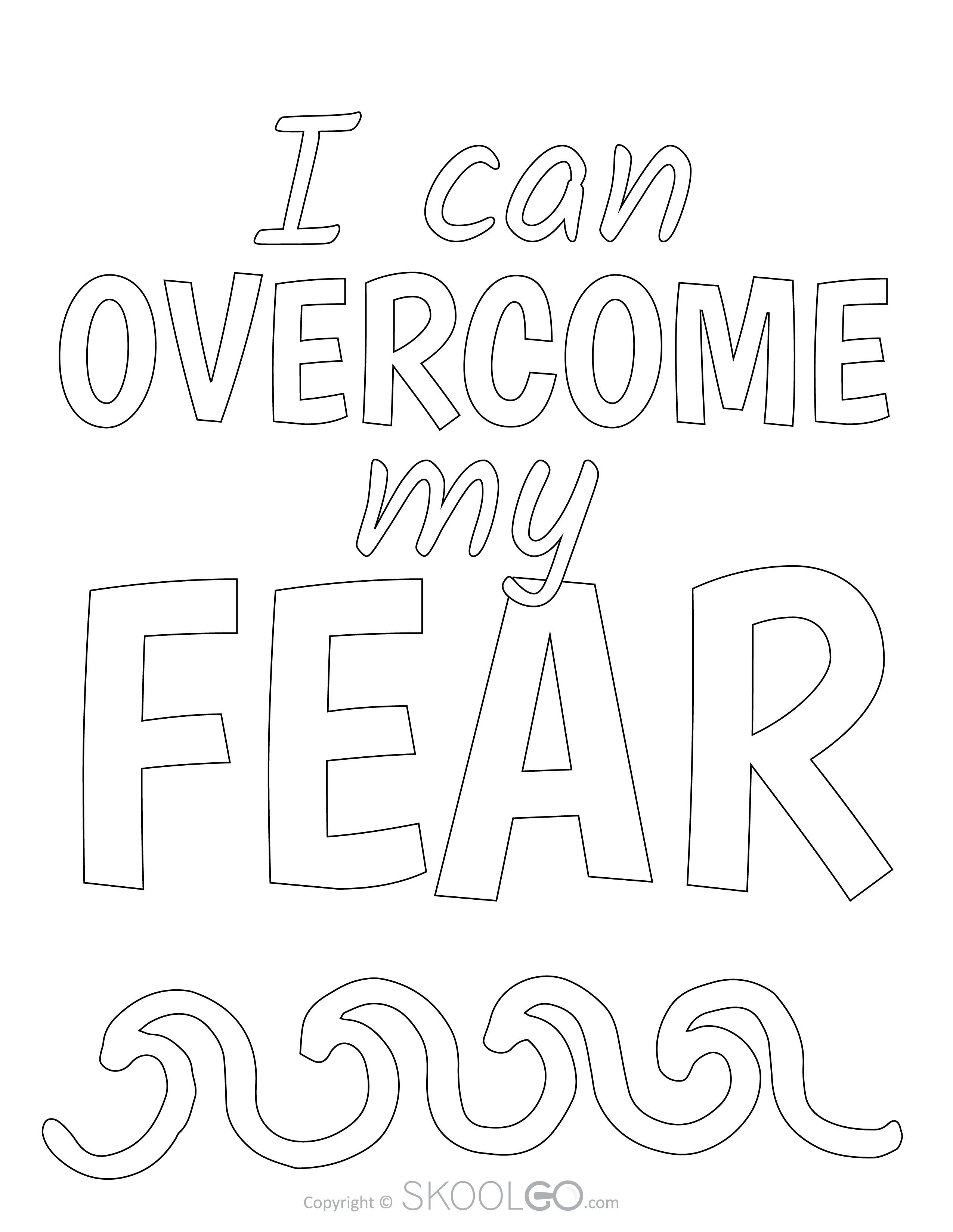I Can Overcome My Fear - Free Classroom Poster Coloring Version