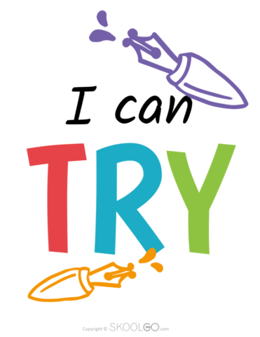 I Can Try - Free Classroom Poster