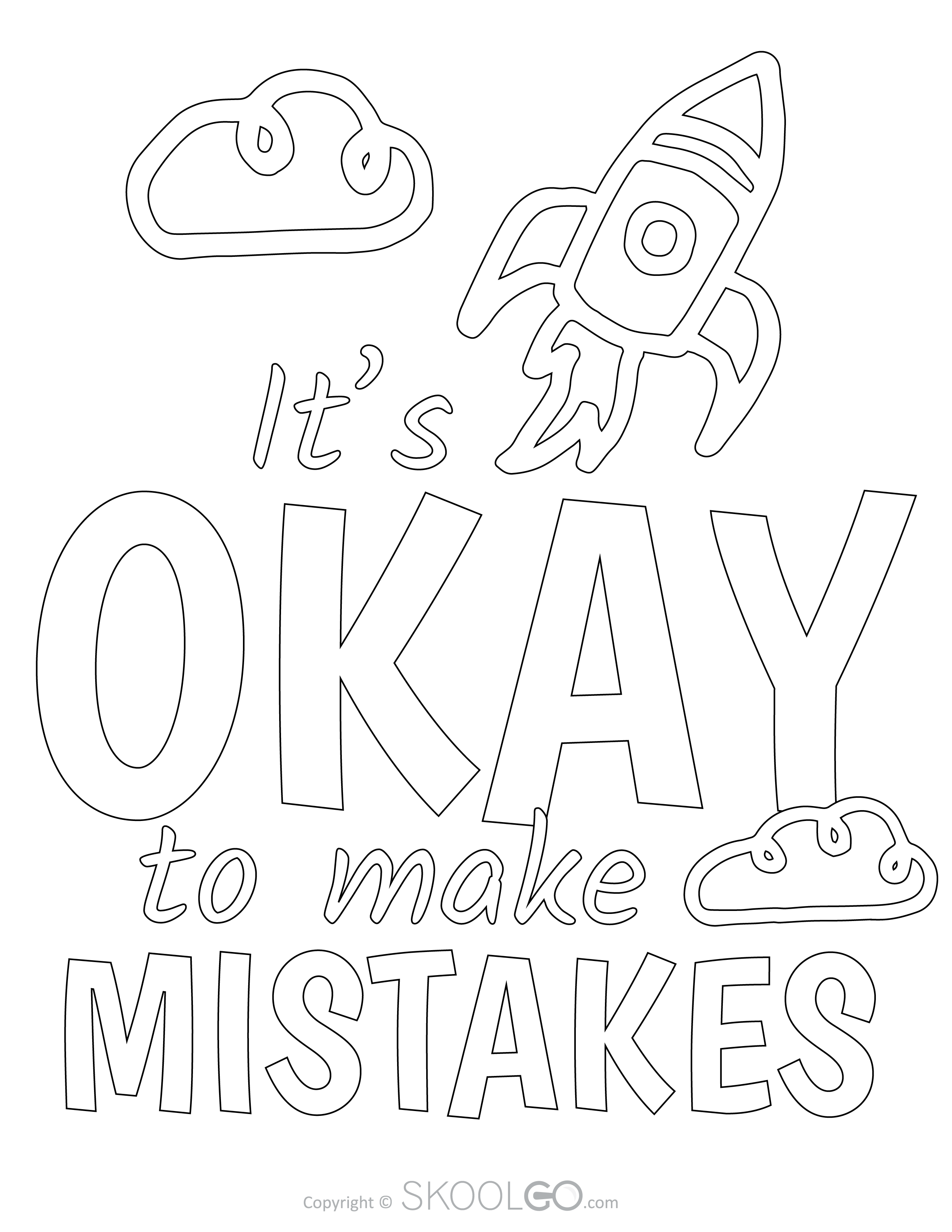 It Is Okay To Make Mistakes - Free Classroom Poster Coloring Version