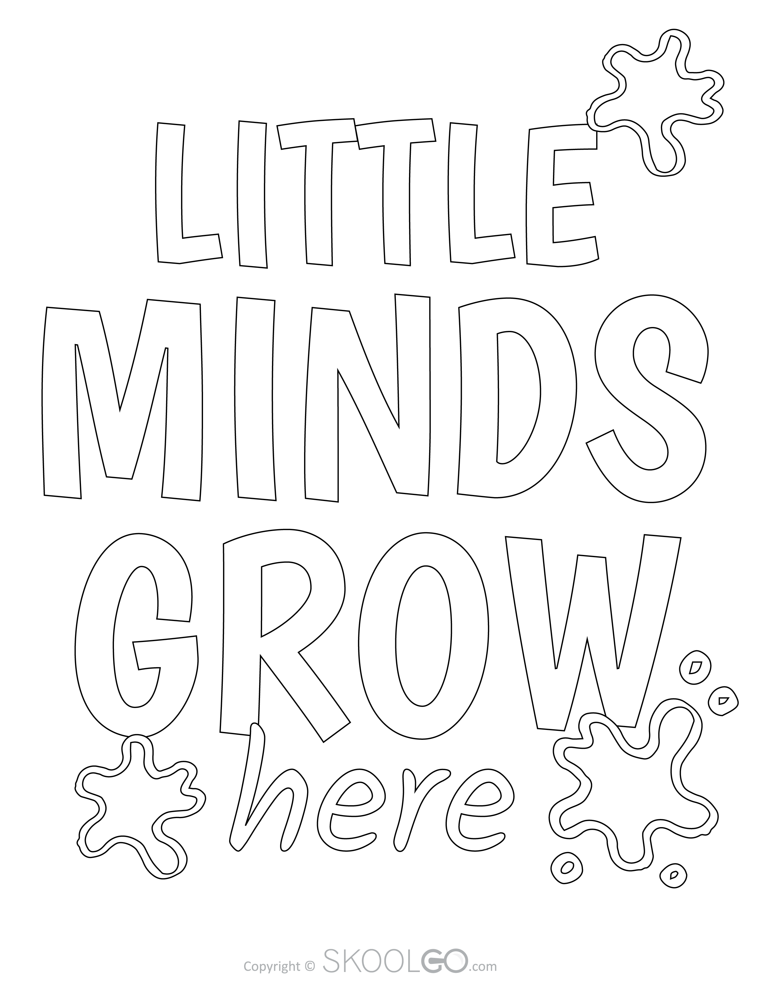 Little Minds Grow Here - Free Classroom Poster Coloring Version