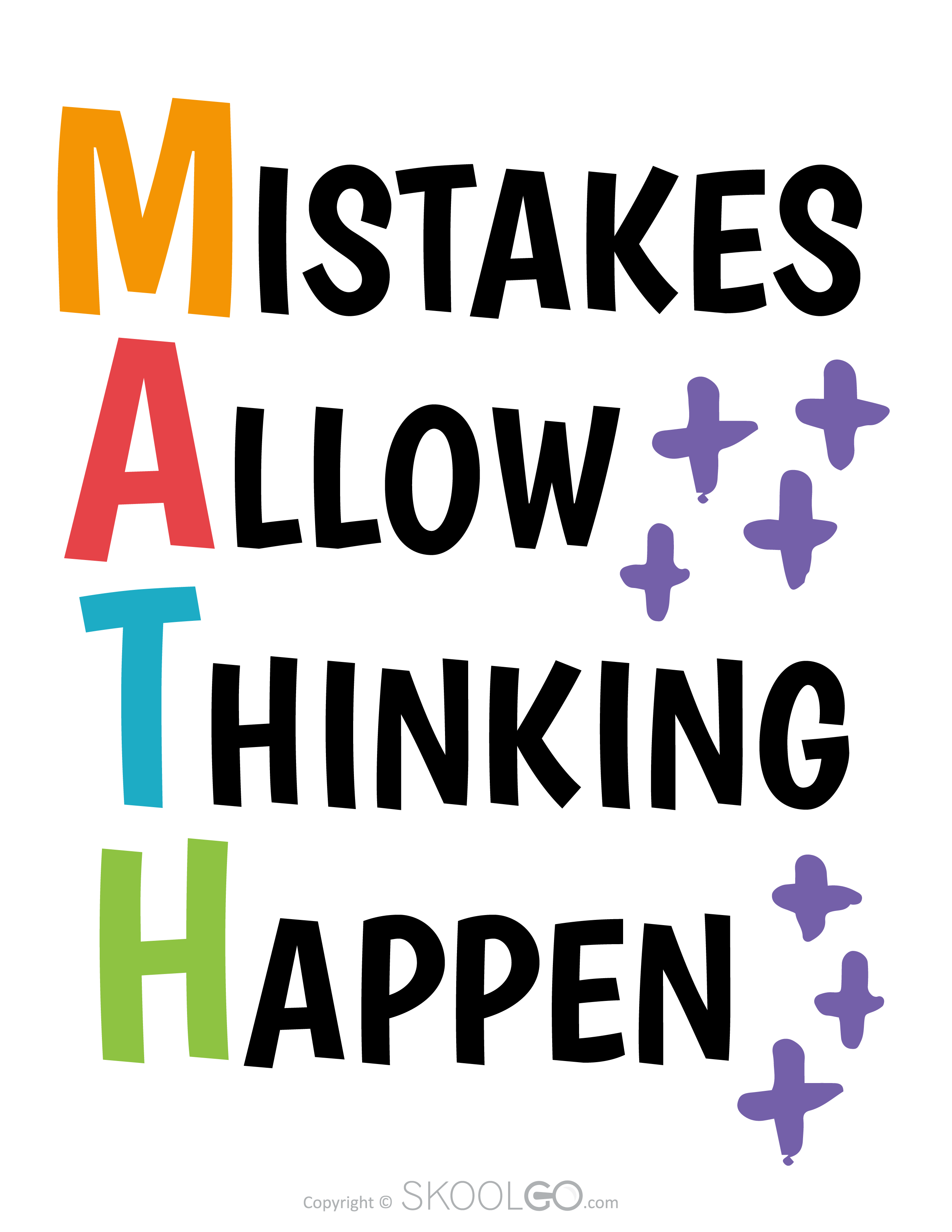Mistakes Allow Thinking Happen - Free Classroom Poster