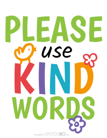 Please Use Kind Words - Free Classroom Poster