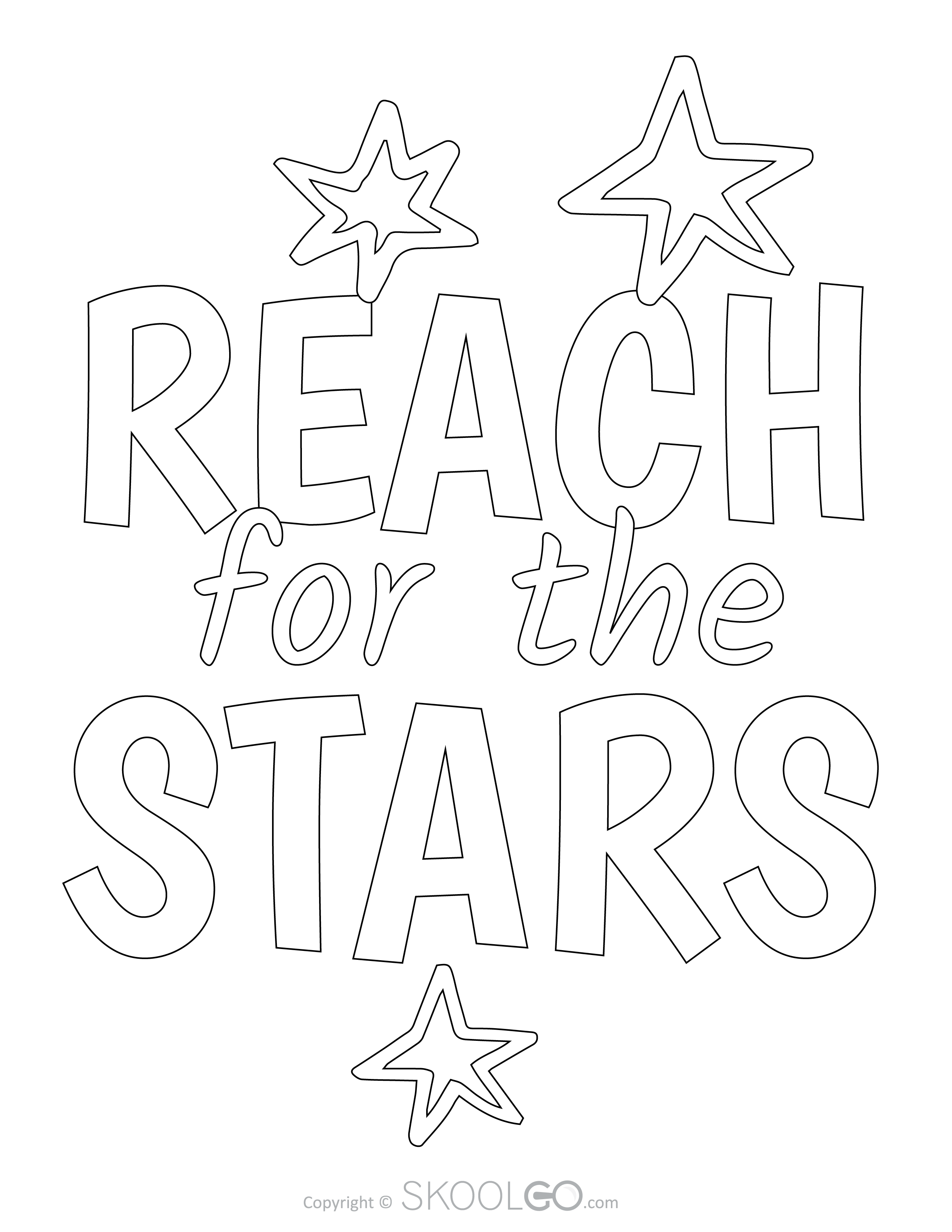 Reach For The Stars - Free Classroom Poster Coloring Version