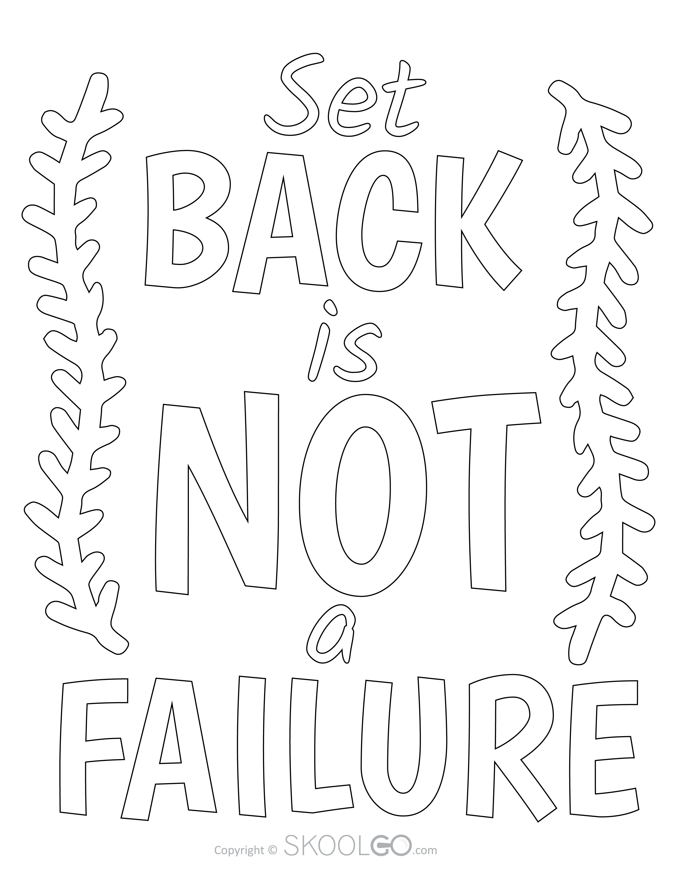 Set Back Is Not A Failure - Free Classroom Poster Coloring Version