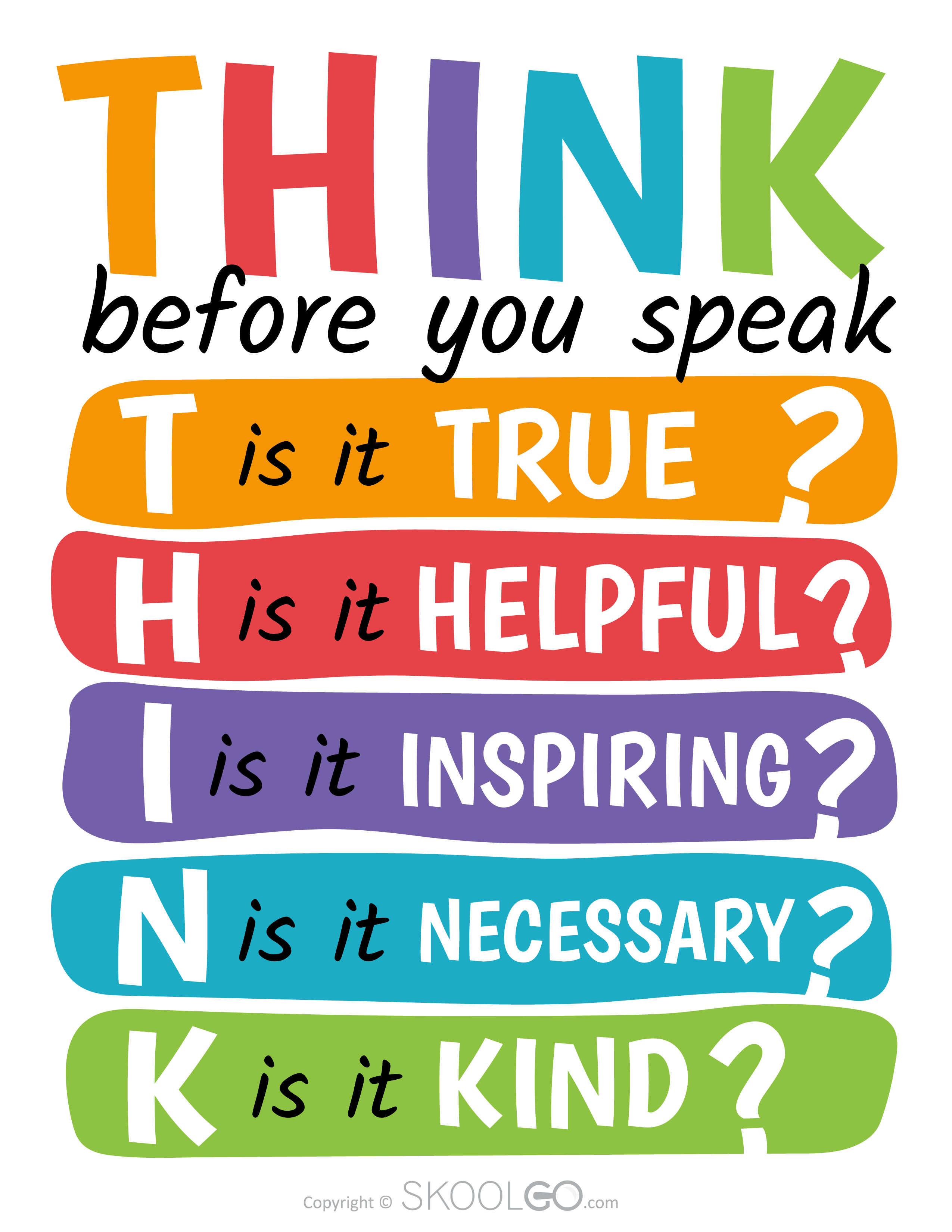 Think Before You Speak - Free Classroom Poster