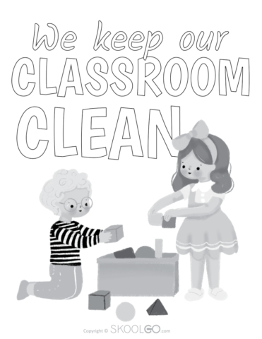 We Keep Our Classroom Clean - Free Classroom Poster Coloring Version