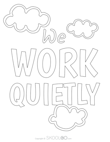 We Work Quietly - Free Classroom Poster Coloring Version